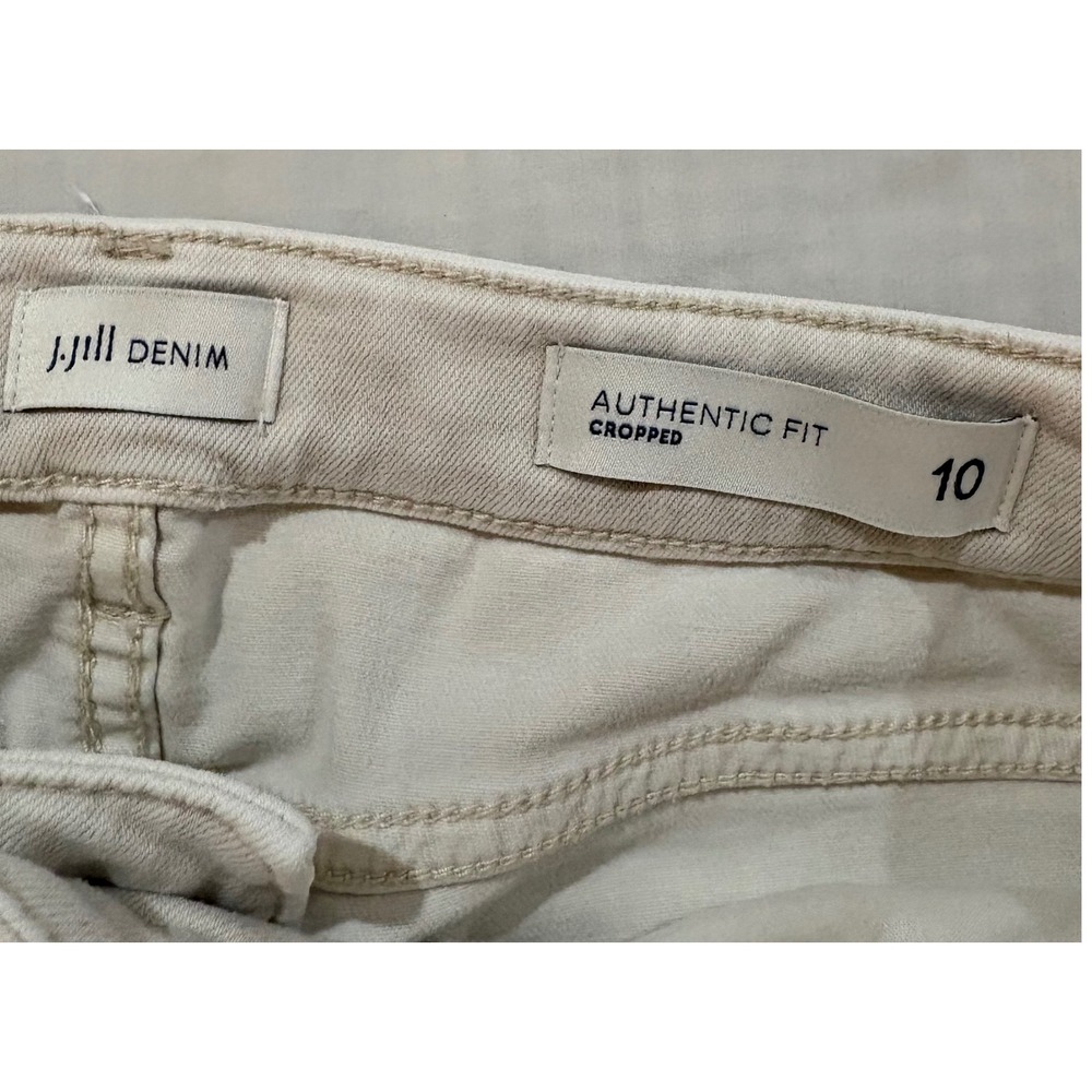 J.Jill Authentic Fit Cropped Jeans Womens 10 Off White Straight Leg Frayed Hem - Picture 3 of 7